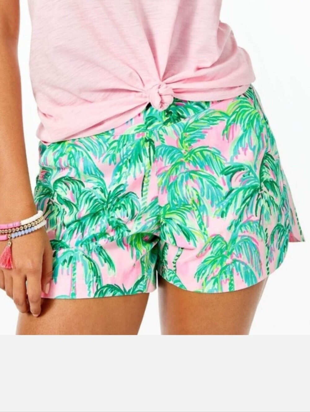 Lilly Pulitzer Ocean View Pink Tropical Palm Print Shorts Size XXS